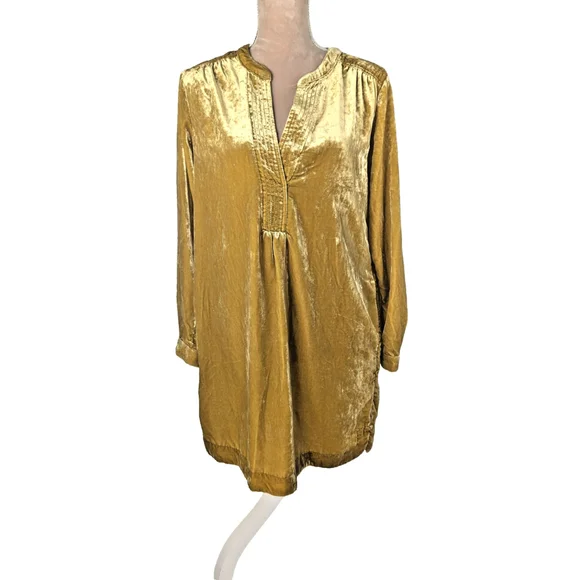 NWT Anthropologie Melody Chartreuse Yellow Velvet Tunic Dress Sz Xs $148 - Picture 3 of 12